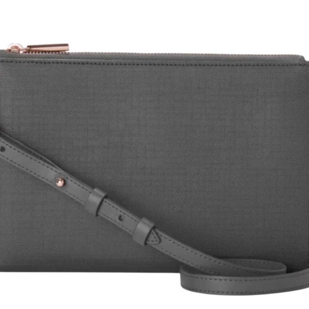 Dagne Dover Essentials Clutch Wallet Gray Vegan Leather Crossbody - Picture 2 of 7